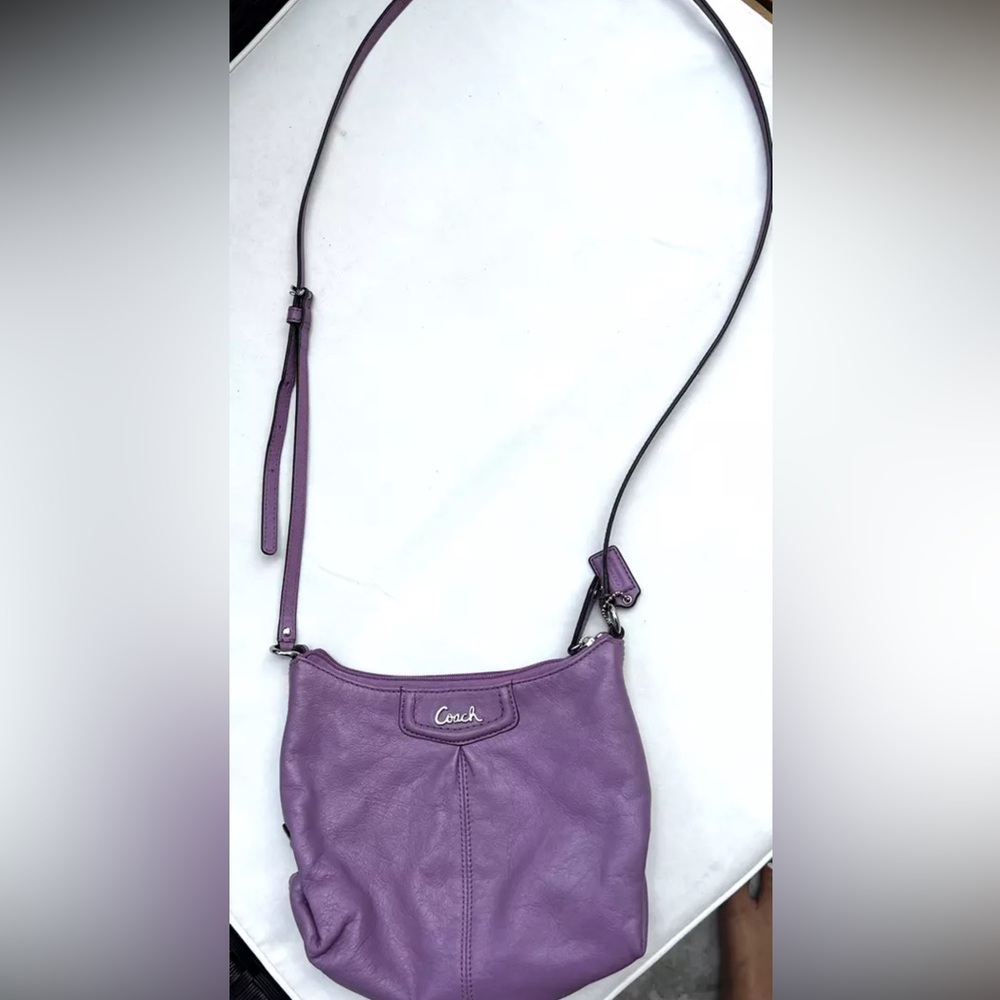 Coach Lilac/Purple Leather Crossbody w/ Adjustable Strap & Silver Hardware